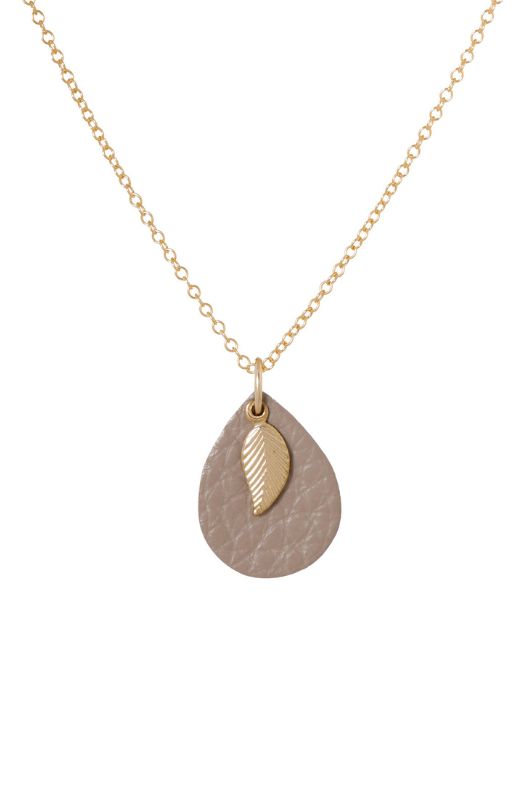 Ketting leaf mini me*leer gold filled