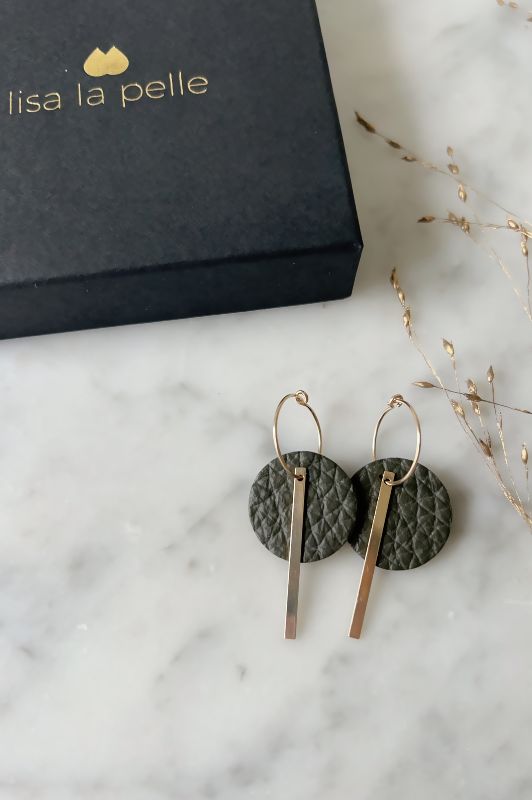 Earrings confetti me or you*leather gold filled