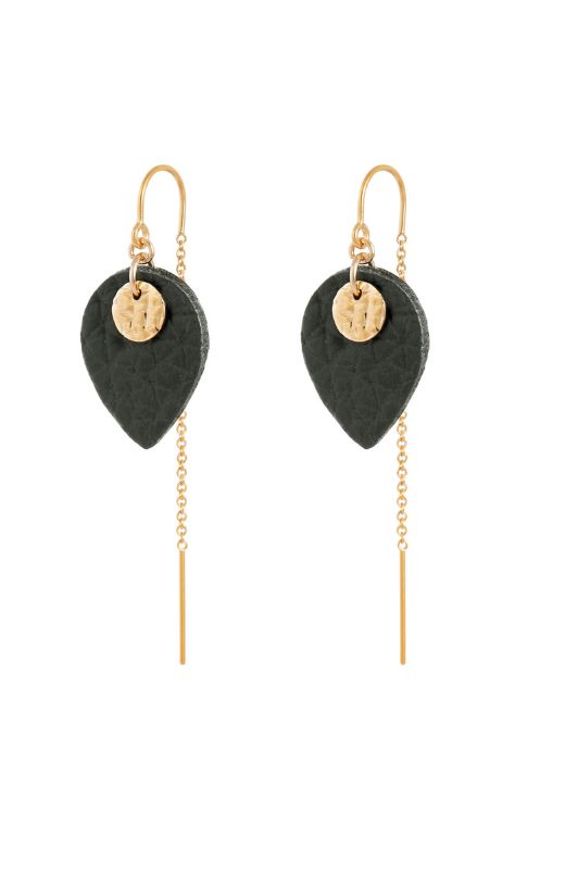 Earrings julia's mini me*leather gold filled*basic