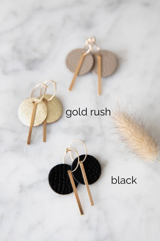 Earrings confetti me or you*leather gold filled