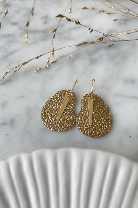 Earrings spiky with grace*leather gold filled