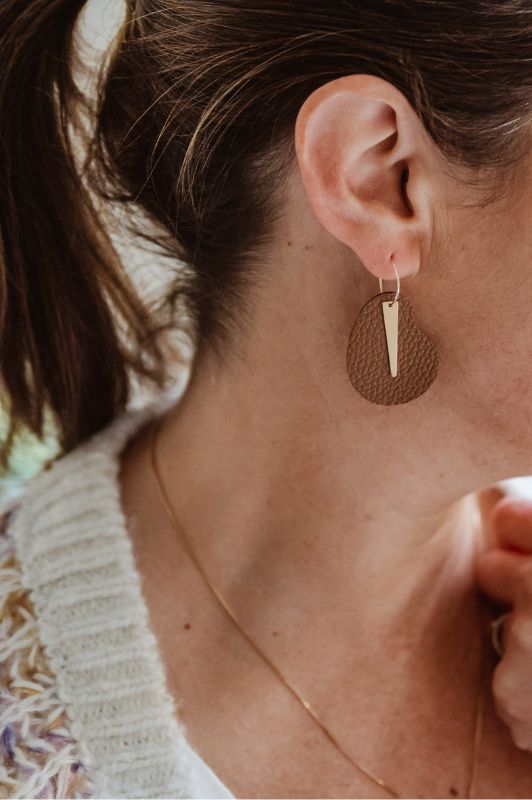 Earrings spiky with grace*leather gold filled